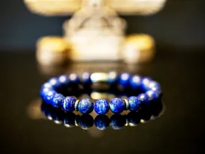 "Pharaoh" 10mm Natural Gemstone Bead Bracelet Lapis Lazuli