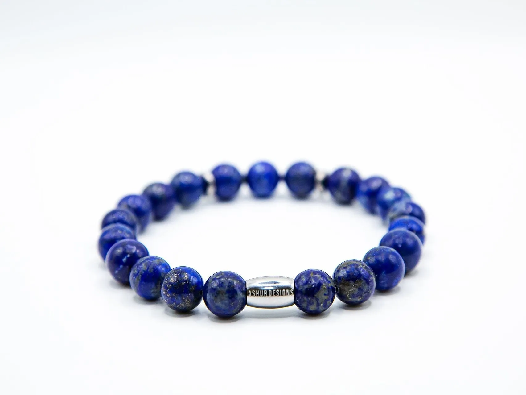 "Pharaoh" 10mm Natural Gemstone Bead Bracelet Lapis Lazuli