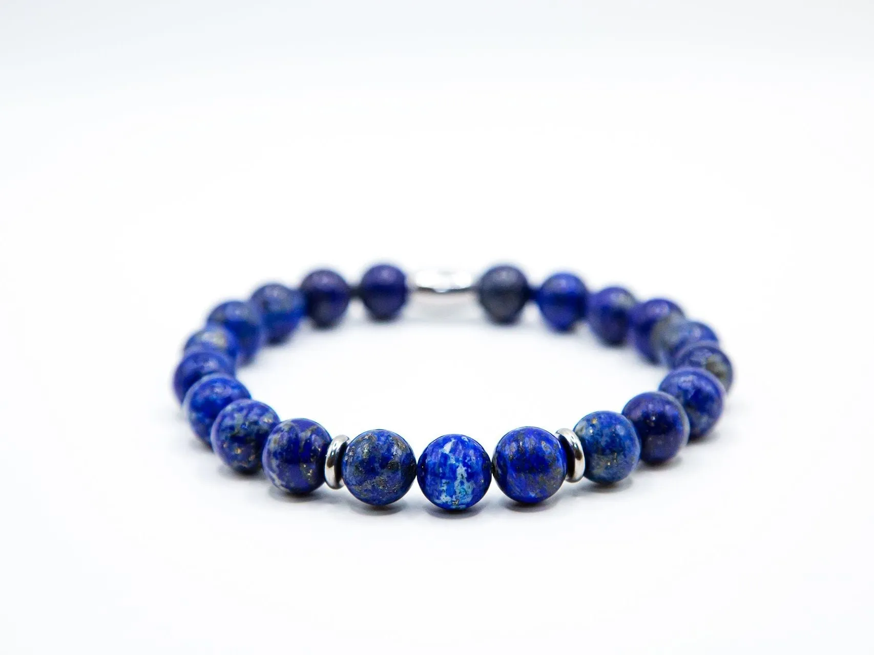 "Pharaoh" 10mm Natural Gemstone Bead Bracelet Lapis Lazuli