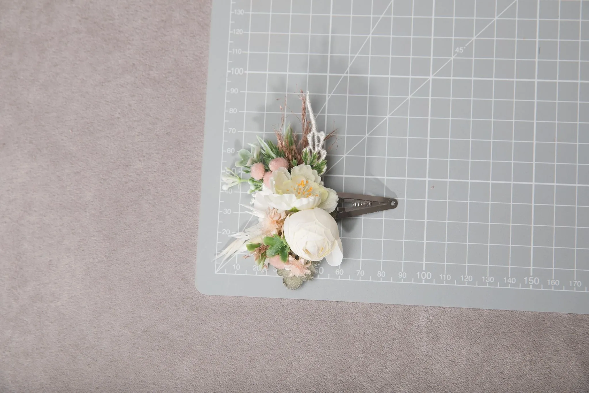 Romantic pastel flower set Bridal set Ivory Flower girl hair clip Boutonniere Flower corsage for groom Wedding belt Blush and peach