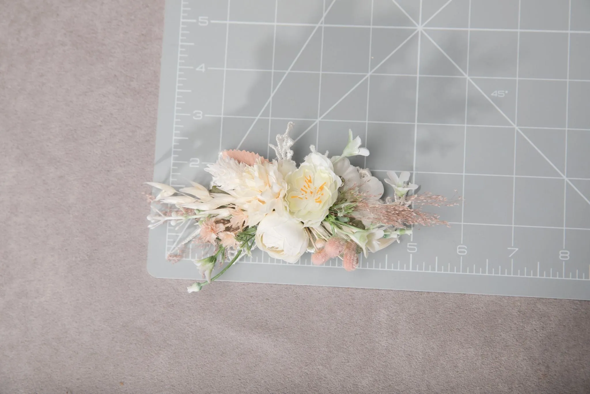 Romantic pastel flower set Bridal set Ivory Flower girl hair clip Boutonniere Flower corsage for groom Wedding belt Blush and peach