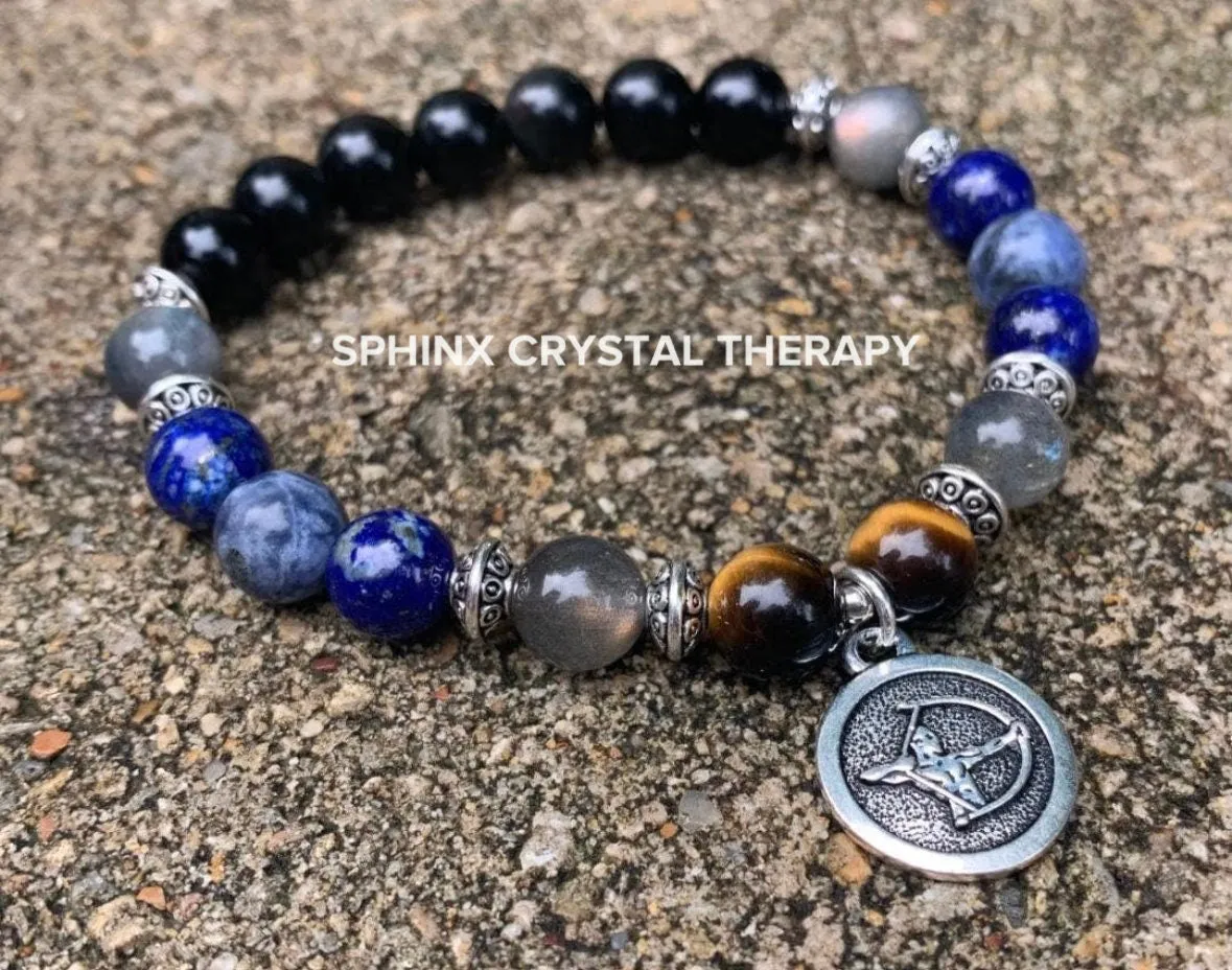Sagittarius Energy - Zodiac Horoscope " The Optimistic Sagittarius " November December Birthday - Crystal Healing Quality Gemstone Bracelet