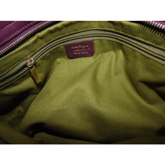 Salvatore Ferragamo Vintage Pursesdesigner Purses Deep Purple Suedeleather Satchel