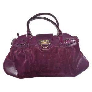 Salvatore Ferragamo Vintage Pursesdesigner Purses Deep Purple Suedeleather Satchel