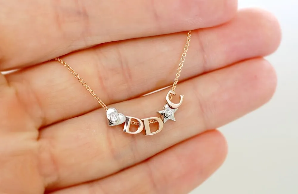 Solid 14k Gold Heart Necklace add Diamond or Initial, Real Gold Heart Necklace
