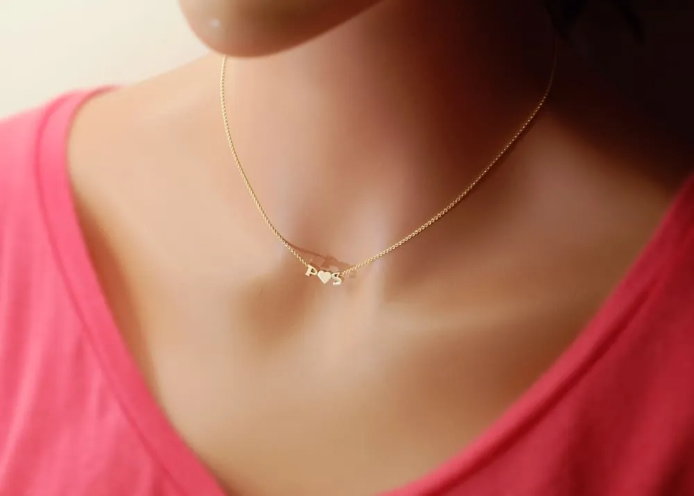Solid 14k Gold Heart Necklace add Diamond or Initial, Real Gold Heart Necklace
