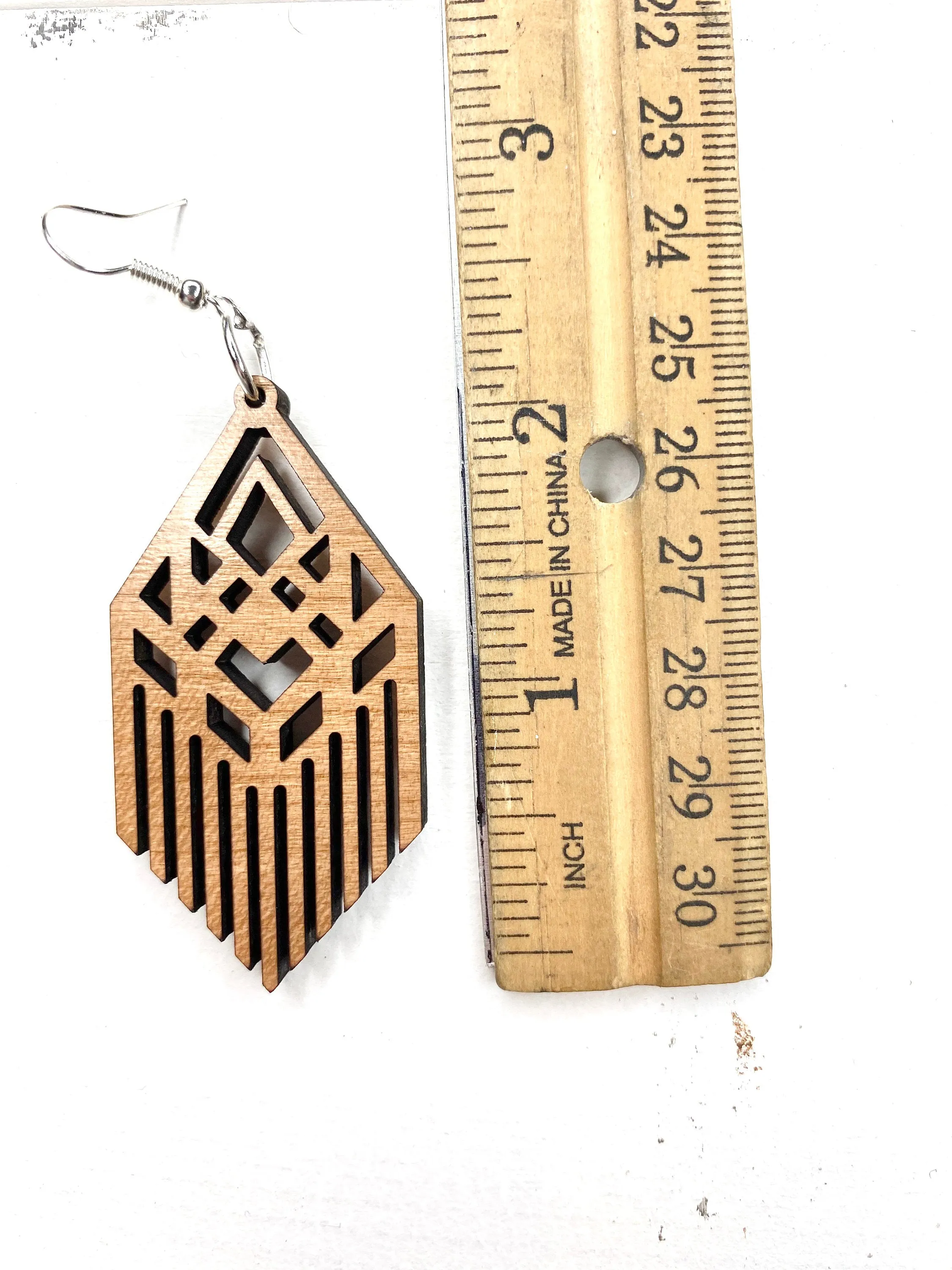 Statement Jewelry, Art Nouveau Art Deco Earrings, Wood Dangle, Best Friend Gift, Gatsby
