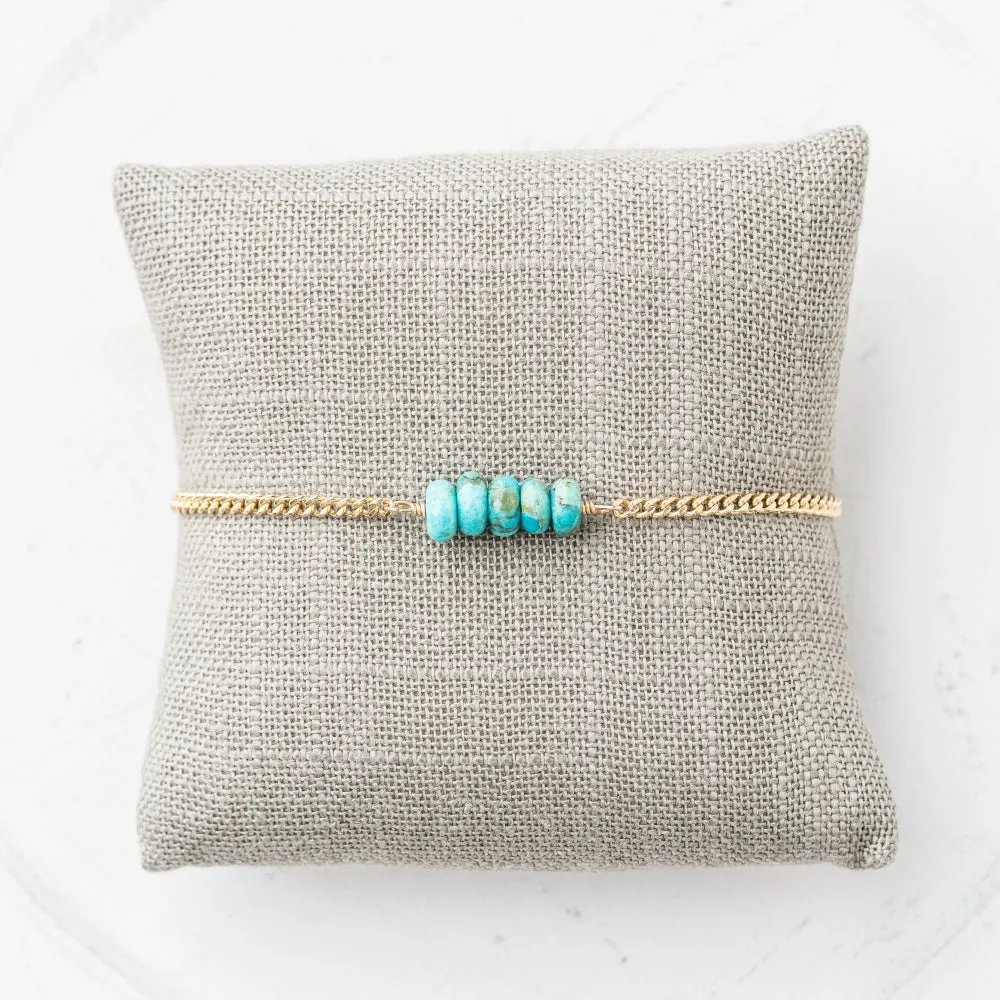 Turquoise Stack Bracelet on Gold Curb Chain
